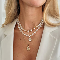 Thumbnail for Boho 3pcs Conch Enamel Round Disk Pendant Pearl Chain Necklace Set - ArtGalleryZen