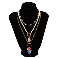 Thumbnail for Boho 3pcs Conch Flower Ceramic Pendant Pearl Chain Necklace Set - ArtGalleryZen