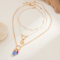 Thumbnail for Boho 3pcs Conch Flower Ceramic Pendant Pearl Chain Necklace Set - ArtGalleryZen