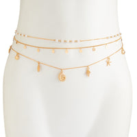 Thumbnail for Boho 3pcs Conch Shell Starfish Tassel Pearl Waist Chain Set - ArtGalleryZen