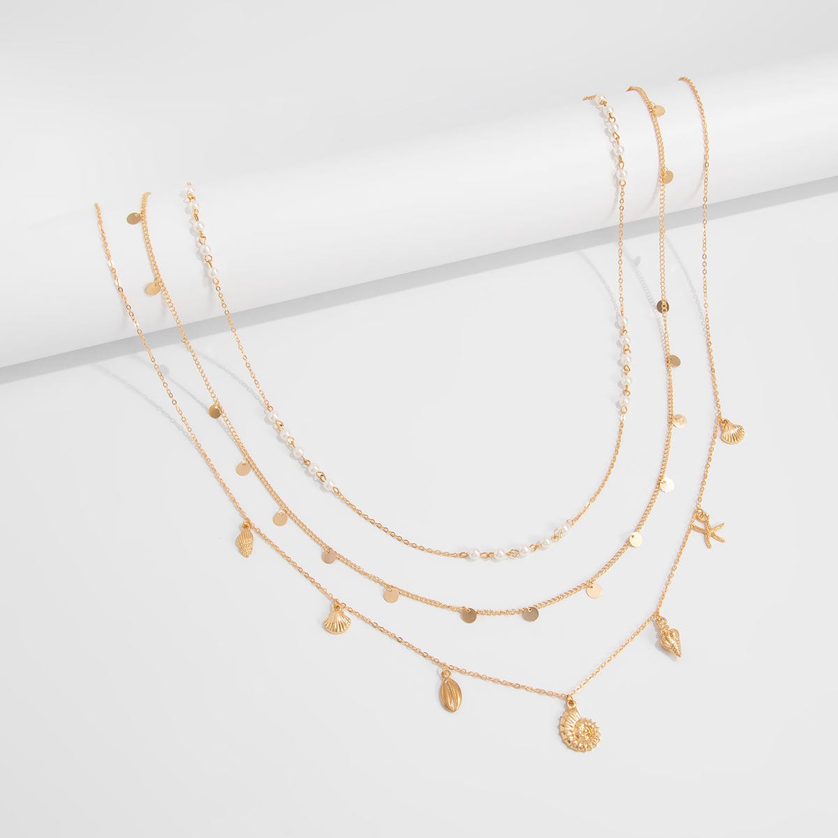 Boho 3pcs Conch Shell Starfish Tassel Pearl Waist Chain Set - ArtGalleryZen