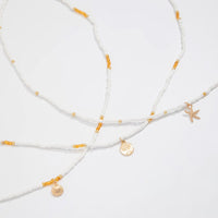 Thumbnail for Boho 3Pcs Crystal Beaded Starfish Shell Pendant Waist Chain Set