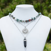 Thumbnail for Boho 3Pcs Healing Crystal Sun Pendant Turquoise Stone Necklace Set