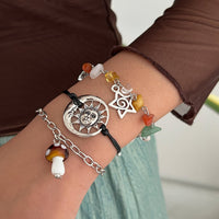 Thumbnail for Boho 3pcs Mushroom Sun Moon Star Charm Turquoise Stone Bracelet Set - ArtGalleryZen