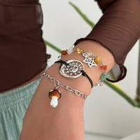 Thumbnail for Boho 3pcs Mushroom Sun Moon Star Charm Turquoise Stone Bracelet Set - ArtGalleryZen