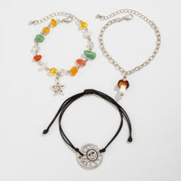 Thumbnail for Boho 3pcs Mushroom Sun Moon Star Charm Turquoise Stone Bracelet Set - ArtGalleryZen