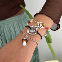 Thumbnail for Boho 3pcs Mushroom Sun Moon Star Charm Turquoise Stone Bracelet Set - ArtGalleryZen