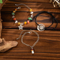 Thumbnail for Boho 3pcs Mushroom Sun Moon Star Charm Turquoise Stone Bracelet Set - ArtGalleryZen