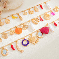 Thumbnail for Boho 3pcs Pearl Enamel Heart Chili Sun Flower Pendant Necklace Set - ArtGalleryZen