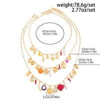 Thumbnail for Boho 3pcs Pearl Enamel Heart Chili Sun Flower Pendant Necklace Set - ArtGalleryZen