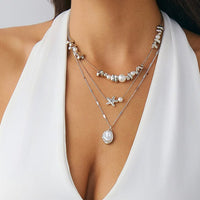 Thumbnail for Boho 3pcs Pearl Starfish Pendant Irregular Beaded Necklace Set - ArtGalleryZen