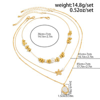 Thumbnail for Boho 3pcs Pearl Starfish Pendant Irregular Beaded Necklace Set - ArtGalleryZen