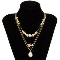 Thumbnail for Boho 3pcs Pearl Starfish Pendant Irregular Beaded Necklace Set - ArtGalleryZen