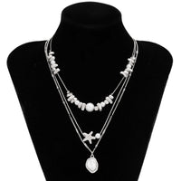 Thumbnail for Boho 3pcs Pearl Starfish Pendant Irregular Beaded Necklace Set - ArtGalleryZen
