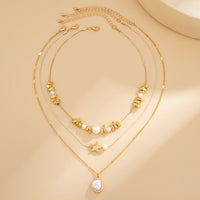 Thumbnail for Boho 3pcs Pearl Starfish Pendant Irregular Beaded Necklace Set - ArtGalleryZen