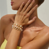 Thumbnail for Boho 3pcs Starfish Pearl Seed Beaded Bracelet Set - ArtGalleryZen