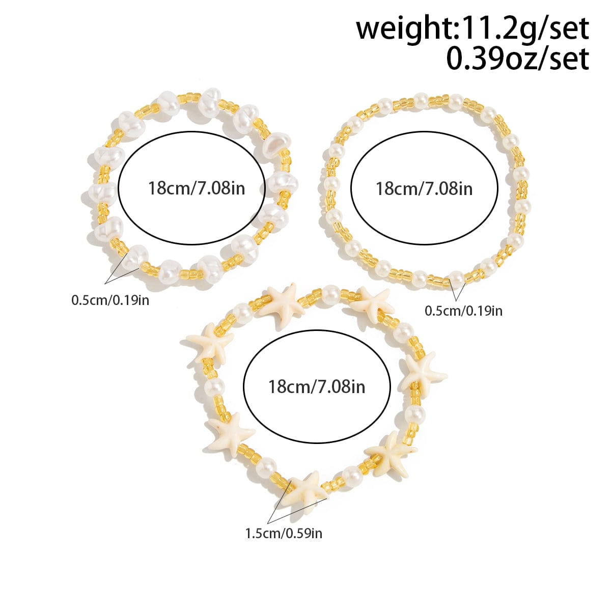 Boho 3pcs Starfish Pearl Seed Beaded Bracelet Set - ArtGalleryZen