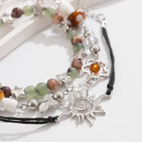 Thumbnail for Boho 3Pcs Sun Butterfly Mushroom Charm Crystal Star Chain Bracelet Set - ArtGalleryZen