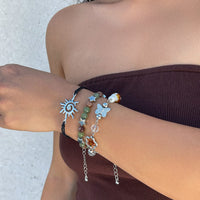 Thumbnail for Boho 3Pcs Sun Butterfly Mushroom Charm Crystal Star Chain Bracelet Set - ArtGalleryZen