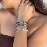 Thumbnail for Boho 3Pcs Sun Butterfly Mushroom Charm Crystal Star Chain Bracelet Set