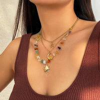 Thumbnail for Boho 3Pcs Sun Moon Star Pendant Colorful Turquoise Stone Necklace Set - ArtGalleryZen