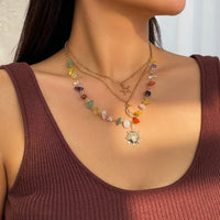 Thumbnail for Boho 3Pcs Sun Moon Star Pendant Colorful Turquoise Stone Necklace Set - ArtGalleryZen