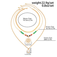 Thumbnail for Boho 3pcs Sun Pearl Pendant Agate Bead Necklace Set - ArtGalleryZen