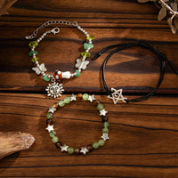 Thumbnail for Boho 3pcs Sun Star Butterfly Charm Turquoise Stone Glass Beaded Bracelet Set - ArtGalleryZen