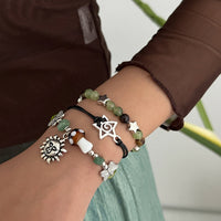 Thumbnail for Boho 3pcs Sun Star Butterfly Charm Turquoise Stone Glass Beaded Bracelet Set - ArtGalleryZen