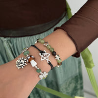Thumbnail for Boho 3pcs Sun Star Butterfly Charm Turquoise Stone Glass Beaded Bracelet Set - ArtGalleryZen