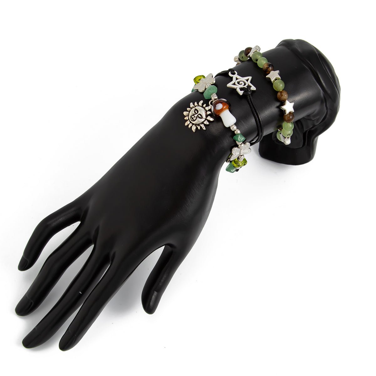 Boho 3pcs Sun Star Butterfly Charm Turquoise Stone Glass Beaded Bracelet Set - ArtGalleryZen