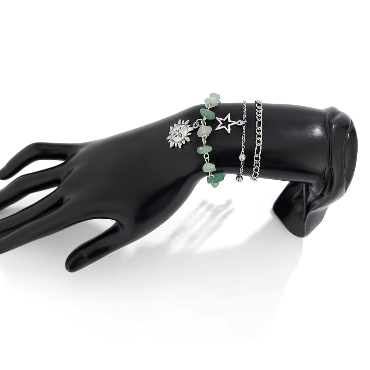 Boho 3Pcs Sun Star Charm Turquoise Stone Bracelet Set - ArtGalleryZen