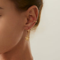 Thumbnail for Boho 4 Pairs Starfish Huggie Hoop Ear Cuff Earrings Set - ArtGalleryZen