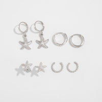 Thumbnail for Boho 4 Pairs Starfish Huggie Hoop Ear Cuff Earrings Set - ArtGalleryZen