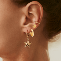 Thumbnail for Boho 4 Pairs Starfish Huggie Hoop Ear Cuff Earrings Set - ArtGalleryZen