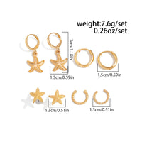 Thumbnail for Boho 4 Pairs Starfish Huggie Hoop Ear Cuff Earrings Set - ArtGalleryZen