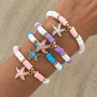 Thumbnail for Boho 4pcs Enamel Starfish Charm Polymer Clay Beaded Bracelet Set - ArtGalleryZen
