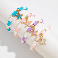 Thumbnail for Boho 4pcs Enamel Starfish Charm Polymer Clay Beaded Bracelet Set - ArtGalleryZen
