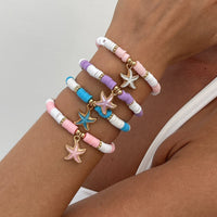 Thumbnail for Boho 4pcs Enamel Starfish Charm Polymer Clay Beaded Bracelet Set - ArtGalleryZen