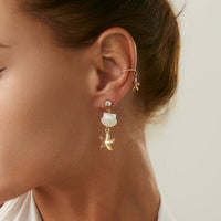Thumbnail for Boho 4pcs Pearl Conch Shell Starfish Turtle Dangle Earrings Set - ArtGalleryZen