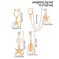 Thumbnail for Boho 4pcs Pearl Conch Shell Starfish Turtle Dangle Earrings Set - ArtGalleryZen