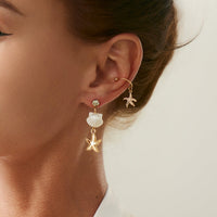 Thumbnail for Boho 4pcs Pearl Conch Shell Starfish Turtle Dangle Earrings Set - ArtGalleryZen