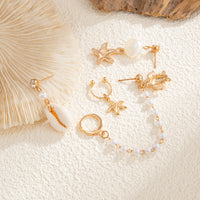Thumbnail for Boho 4pcs Pearl Conch Shell Starfish Turtle Dangle Earrings Set - ArtGalleryZen