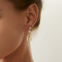 Thumbnail for Boho 4pcs Pearl Conch Shell Starfish Turtle Dangle Earrings Set - ArtGalleryZen