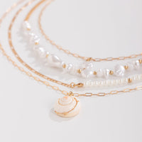 Thumbnail for Boho 4Pcs Sea Shell Pendant Pearl Chain Necklace Set