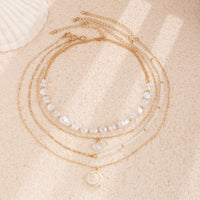 Thumbnail for Boho 4Pcs Sea Shell Pendant Pearl Chain Necklace Set