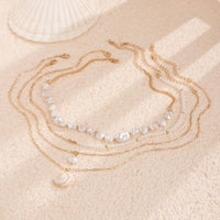 Thumbnail for Boho 4Pcs Sea Shell Pendant Pearl Chain Necklace Set