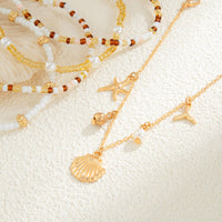 Thumbnail for Boho 5pcs Shell Starfish Charm Pearl Seed Beaded Anklet Set - ArtGalleryZen