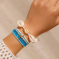 Thumbnail for Boho 6Pcs Shell Starfish Charm Crystal Beaded Stackable Bracelet Set