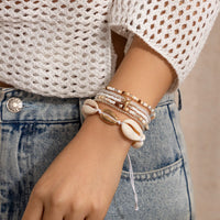 Thumbnail for Boho 6Pcs Shell Starfish Charm Crystal Beaded Stackable Bracelet Set